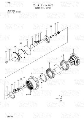 HITACHI EX55UR-3 ZX55UR ZX55UR-HHE Excavator Travel Drive Catalog 0732201