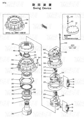 Planetary Reducer EX100 Excavator Swing Drive Assembly Catalog For Varying Excavator Models 9097684