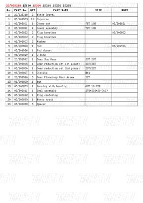 Excavator Final Drive Gearbox Catalog For Hydraulic Travel Motor Drive JS220 20/925318