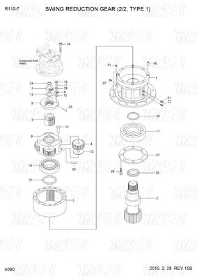 R110-7 Black OEM Excavator Swing Motor Drive Parts Catalog 31N4-10140