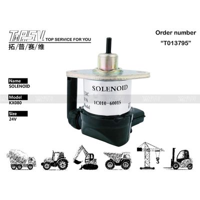 DC 24V Fuel Stop Solenoid 1C010-60015 KX080 Excavator Electrical Parts