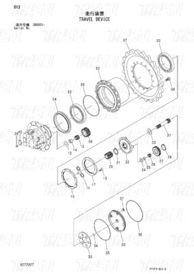 Drive Excavator Final Travel Catalog Motors For Hitachi Excavator Models 9272927 ZX70-3