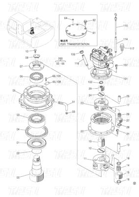 Bolt On Steel Planetary Excavator Swing Gearbox Drive Catalog 9196343 ZX120