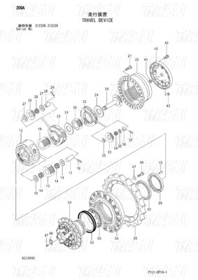 Hydraulic ZX200-3 Travel Final Drive Catalog For Excavators 9233692 9261222