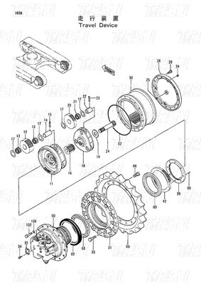 Steel Planetary Reducer EX120-2 Excavator Travel Motor Catalog 9091652 9116399 9116400 9116401
