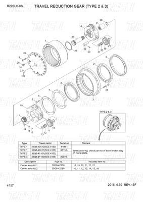 Customizable Black 39Q6-42100 39Q6-42101 R220-9 Excavator Travel Drive Final Reduction Catalog For Machinery Repair Shop