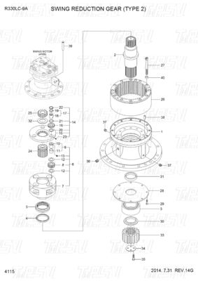 31Q9-19140 R330-9 Excavator Swing Drive Catalog Gear Box For Hydraulic Motors