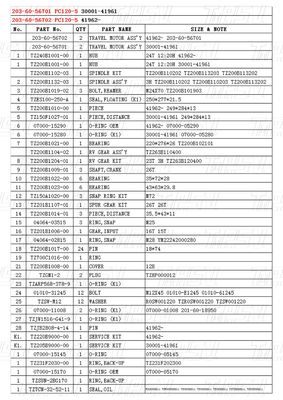 Hydraulic Excavator Swing Travel Drive Catalog Gears