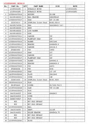 Black Color LC15V00026F1 SK350-8 Excavator Final Drive Catalog Parts for Performance