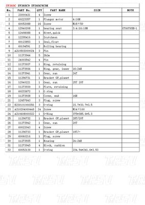 SY365C Excavator Travel Drive Catalog Varies Depending on Model Transported in Wooden Box