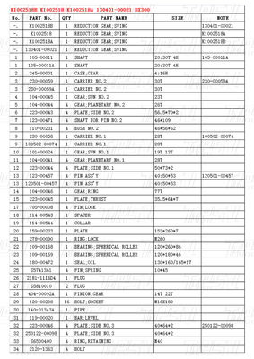K1002518B K1002518 K1002518A 130401-00021 DX300 Excavator Swing Drive Catalog with Various Excavator Models Capacities