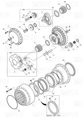 K1003134 DX300 Excavator Travel Drive Catalog Bolt On Steel Assemblies with Planetary Reducers