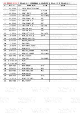 404-00062 DH150-7 Excavator Swing Drive Catalog Motors for Multiple Brands and Models