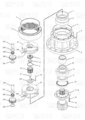 Smooth Quiet Steel Excavator Swing Travel Drive Gear Box With Planetary Reducer