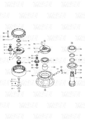 099-3553 E200B Excavator Swing Drive Catalog Parts For Swing Motor Hydraulic Travel System
